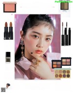 Yuki Yoda 与田祐希, Maquia Magazine 2021.10 A magazine page with a picture of a woman with makeup and cosmetics.